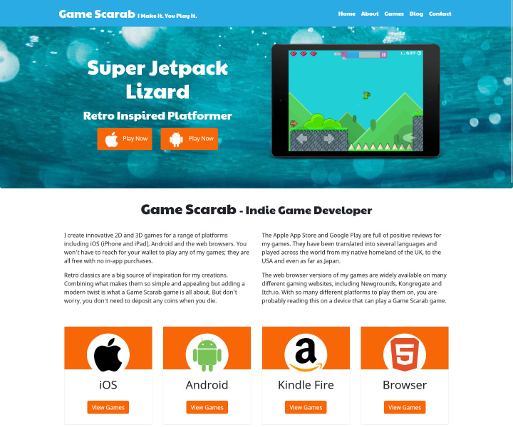Game Scarab website screenshot